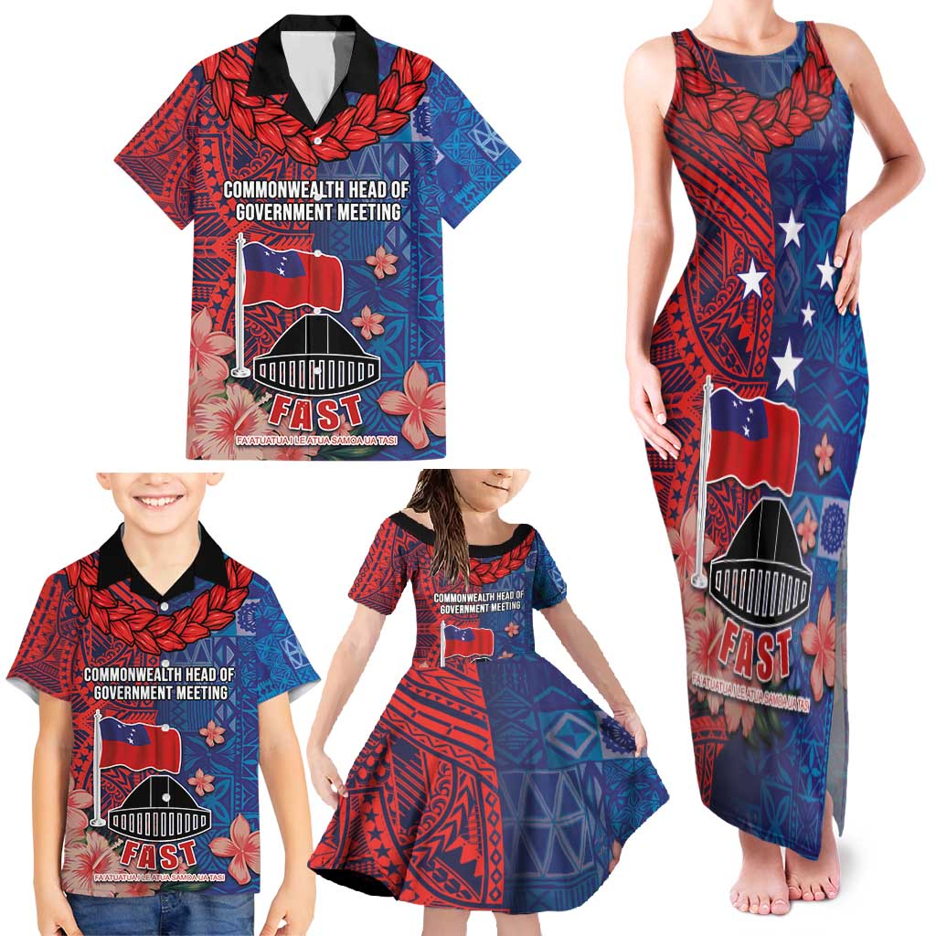 CHOGM FAST Samoa 2024 Family Matching Tank Maxi Dress and Hawaiian Shirt Samoan Tapa Tribal and Ornament Pattern with Hibiscus LT03 - Polynesian Pride