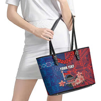 CHOGM FAST Samoa 2024 Leather Tote Bag Samoan Tapa Tribal and Ornament Pattern with Hibiscus LT03 - Polynesian Pride