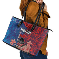 CHOGM FAST Samoa 2024 Leather Tote Bag Samoan Tapa Tribal and Ornament Pattern with Hibiscus LT03 - Polynesian Pride
