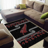 New Zealand Christmas Area Rug Meri Kirihimete Silver Fern Knit Style Red Color LT03 - Polynesian Pride