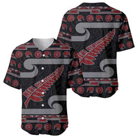 New Zealand Christmas Baseball Jersey Meri Kirihimete Silver Fern Knit Style Red Color LT03 - Polynesian Pride