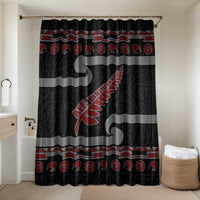 New Zealand Christmas Bathroom Set Meri Kirihimete Silver Fern Knit Style Red Color - Polynesian Pride