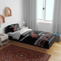New Zealand Christmas Bedding Set Meri Kirihimete Silver Fern Knit Style Red Color - Polynesian Pride
