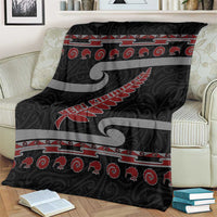 New Zealand Christmas Blanket Meri Kirihimete Silver Fern Knit Style Red Color - Polynesian Pride