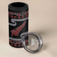 New Zealand Christmas 4 in 1 Can Cooler Tumbler Meri Kirihimete Silver Fern Knit Style Red Color LT03 - Polynesian Pride