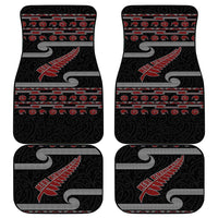 New Zealand Christmas Car Mats Meri Kirihimete Silver Fern Knit Style Red Color LT03 - Polynesian Pride