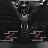 New Zealand Christmas Car Mats Meri Kirihimete Silver Fern Knit Style Red Color LT03 Set 2pcs - Back Red - Polynesian Pride