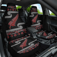 New Zealand Christmas Car Seat Cover Meri Kirihimete Silver Fern Knit Style Red Color LT03 One Size Red - Polynesian Pride