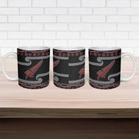New Zealand Christmas Ceramic Mug Meri Kirihimete Silver Fern Knit Style Red Color - Polynesian Pride