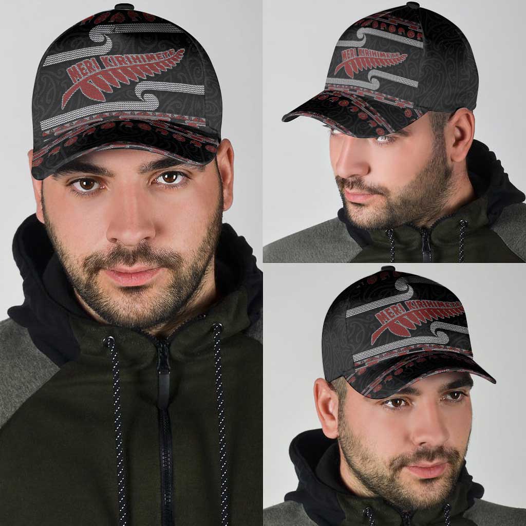 New Zealand Christmas Classic Cap Meri Kirihimete Silver Fern Knit Style Red Color - Polynesian Pride