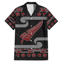 New Zealand Christmas Family Matching Mermaid Dress and Hawaiian Shirt Meri Kirihimete Silver Fern Knit Style Red Color LT03 Dad's Shirt - Short Sleeve Red - Polynesian Pride