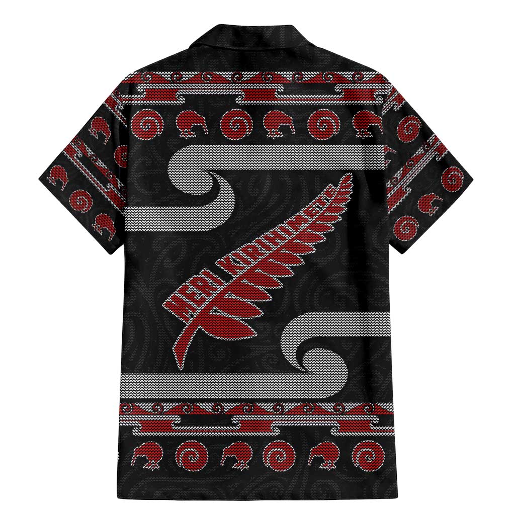 New Zealand Christmas Family Matching Mermaid Dress and Hawaiian Shirt Meri Kirihimete Silver Fern Knit Style Red Color LT03 - Polynesian Pride
