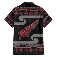 New Zealand Christmas Family Matching Off Shoulder Short Dress and Hawaiian Shirt Meri Kirihimete Silver Fern Knit Style Red Color LT03 - Polynesian Pride