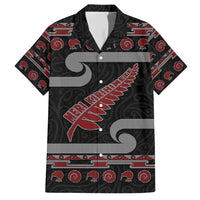 New Zealand Christmas Family Matching Short Sleeve Bodycon Dress and Hawaiian Shirt Meri Kirihimete Silver Fern Knit Style Red Color LT03 Dad's Shirt - Short Sleeve Red - Polynesian Pride