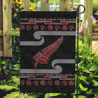New Zealand Christmas Garden Flag Meri Kirihimete Silver Fern Knit Style Red Color LT03 Garden Flag Red - Polynesian Pride