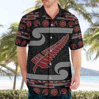 New Zealand Christmas Hawaiian Shirt Meri Kirihimete Silver Fern Knit Style Red Color LT03 - Polynesian Pride