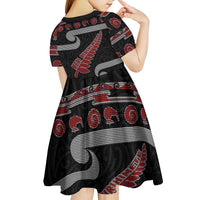 New Zealand Christmas Kid Short Sleeve Dress Meri Kirihimete Silver Fern Knit Style Red Color LT03 - Polynesian Pride