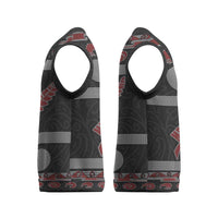 New Zealand Christmas Knitted V-Neck Vest Meri Kirihimete Silver Fern Knit Style Red Color LT03 - Polynesian Pride