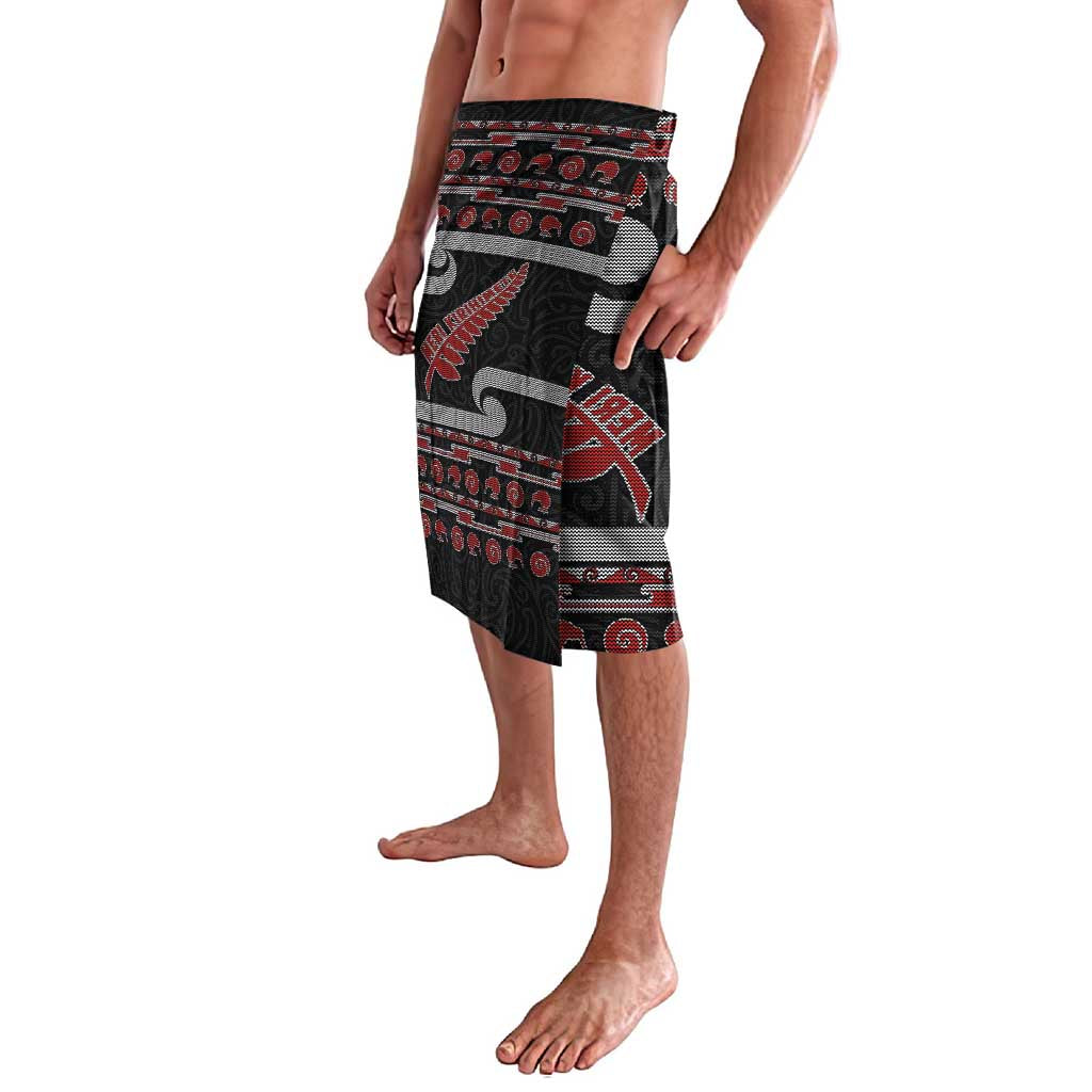 New Zealand Christmas Lavalava Meri Kirihimete Silver Fern Knit Style Red Color - Polynesian Pride