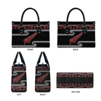 New Zealand Christmas Leather Bag Meri Kirihimete Silver Fern Knit Style Red Color - Polynesian Pride