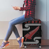 New Zealand Christmas Luggage Cover Meri Kirihimete Silver Fern Knit Style Red Color LT03 - Polynesian Pride
