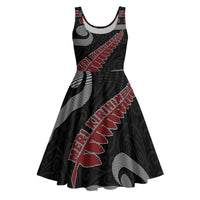 New Zealand Christmas Midi Dress Meri Kirihimete Silver Fern Knit Style Red Color LT03 Red - Polynesian Pride