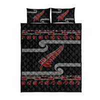 New Zealand Christmas Quilt Bed Set Meri Kirihimete Silver Fern Knit Style Red Color LT03 - Polynesian Pride