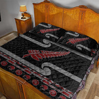 New Zealand Christmas Quilt Bed Set Meri Kirihimete Silver Fern Knit Style Red Color LT03 - Polynesian Pride