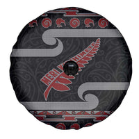 New Zealand Christmas Spare Tire Cover Meri Kirihimete Silver Fern Knit Style Red Color LT03 - Polynesian Pride