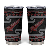 New Zealand Christmas Tumbler Cup Meri Kirihimete Silver Fern Knit Style Red Color LT03 Red - Polynesian Pride