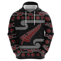 New Zealand Christmas Zip Hoodie Meri Kirihimete Silver Fern Knit Style Red Color - Polynesian Pride