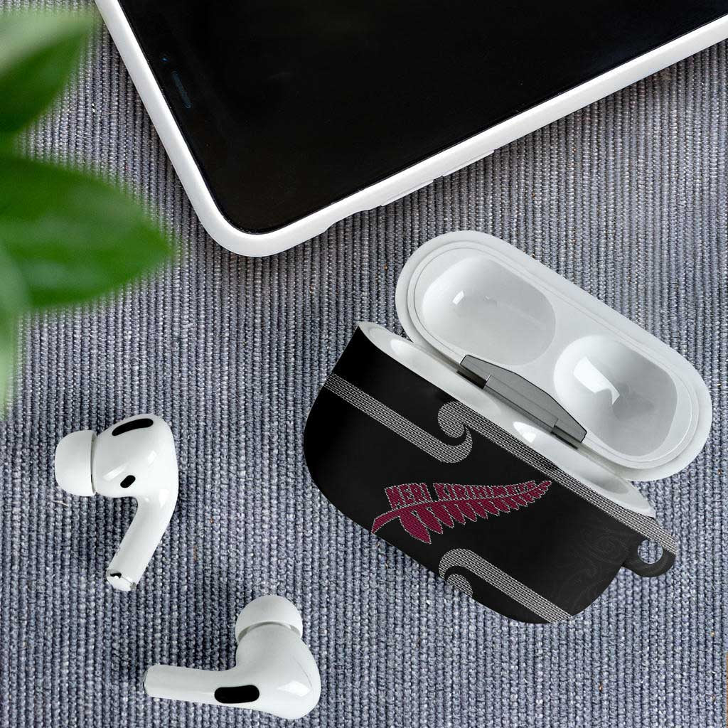 New Zealand Christmas AirPods Case Meri Kirihimete Silver Fern Knit Style Pink Color LT03 - Polynesian Pride