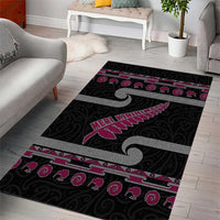 New Zealand Christmas Area Rug Meri Kirihimete Silver Fern Knit Style Pink Color LT03 - Polynesian Pride