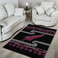 New Zealand Christmas Area Rug Meri Kirihimete Silver Fern Knit Style Pink Color LT03 - Polynesian Pride