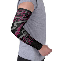 New Zealand Christmas Arm Sleeves Meri Kirihimete Silver Fern Knit Style Pink Color LT03 - Polynesian Pride