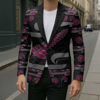 New Zealand Christmas Blazer Meri Kirihimete Silver Fern Knit Style Pink Color - Polynesian Pride