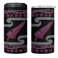 New Zealand Christmas 4 in 1 Can Cooler Tumbler Meri Kirihimete Silver Fern Knit Style Pink Color LT03 One Size: 16 oz Pink - Polynesian Pride