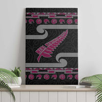 New Zealand Christmas Canvas Wall Art Meri Kirihimete Silver Fern Knit Style Pink Color LT03 - Polynesian Pride