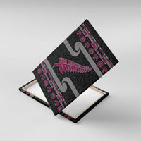 New Zealand Christmas Canvas Wall Art Meri Kirihimete Silver Fern Knit Style Pink Color LT03 With Frame Pink - Polynesian Pride