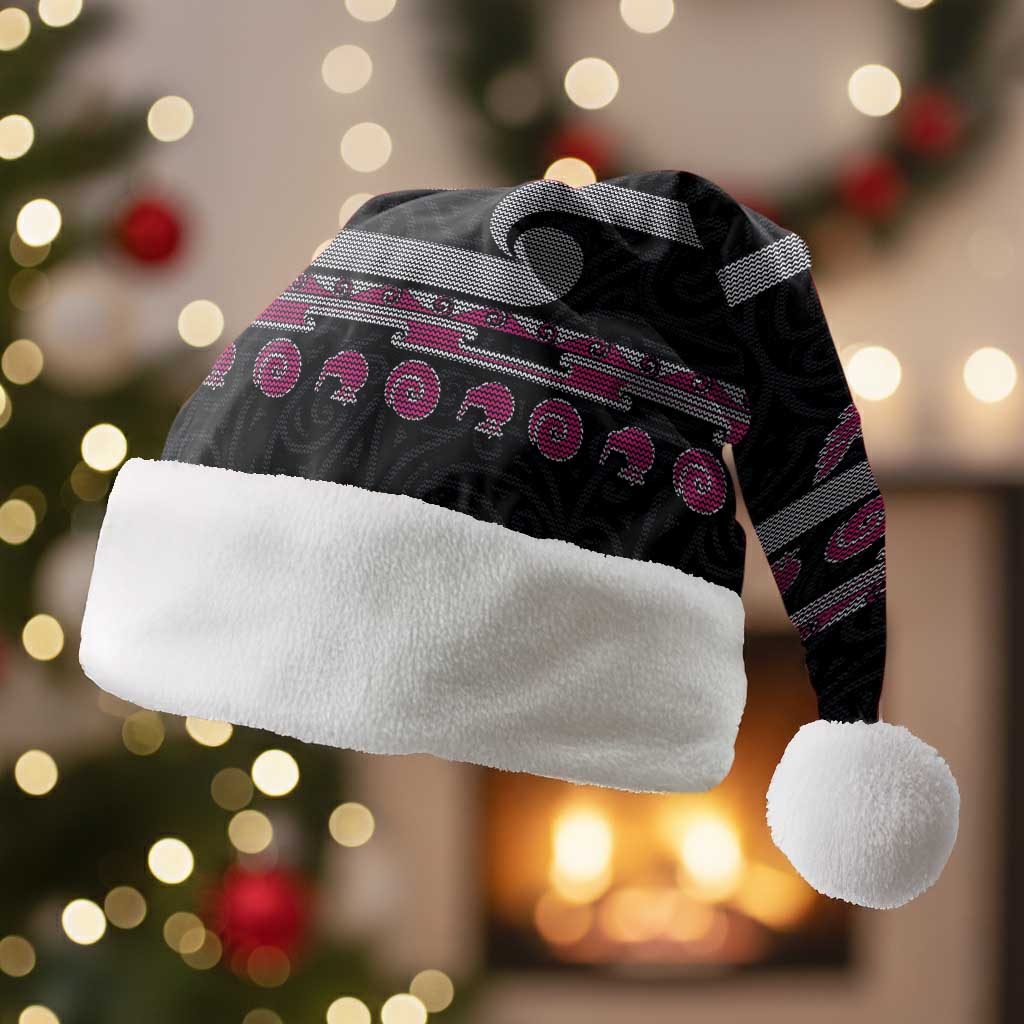 New Zealand Christmas Santa Hat Meri Kirihimete Silver Fern Knit Style Pink Color LT03 Without Fur Pink - Polynesian Pride