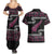 New Zealand Christmas Couples Matching Summer Maxi Dress and Hawaiian Shirt Meri Kirihimete Silver Fern Knit Style Pink Color - Polynesian Pride