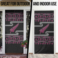 New Zealand Christmas Door Cover Meri Kirihimete Silver Fern Knit Style Pink Color LT03 - Polynesian Pride