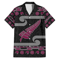 New Zealand Christmas Family Matching Mermaid Dress and Hawaiian Shirt Meri Kirihimete Silver Fern Knit Style Pink Color LT03 Dad's Shirt - Short Sleeve Pink - Polynesian Pride