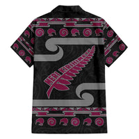 New Zealand Christmas Family Matching Puletasi and Hawaiian Shirt Meri Kirihimete Silver Fern Knit Style Pink Color - Polynesian Pride