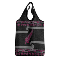 New Zealand Christmas Grocery Bag Meri Kirihimete Silver Fern Knit Style Pink Color LT03 - Polynesian Pride
