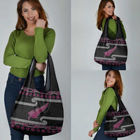 New Zealand Christmas Grocery Bag Meri Kirihimete Silver Fern Knit Style Pink Color LT03 - Polynesian Pride