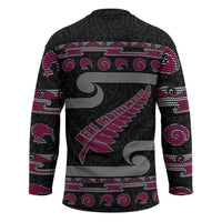 New Zealand Christmas Hockey Jersey Meri Kirihimete Silver Fern Knit Style Pink Color LT03 - Polynesian Pride