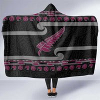 New Zealand Christmas Hooded Blanket Meri Kirihimete Silver Fern Knit Style Pink Color LT03 One Size Pink - Polynesian Pride