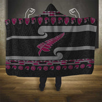 New Zealand Christmas Hooded Blanket Meri Kirihimete Silver Fern Knit Style Pink Color LT03 - Polynesian Pride