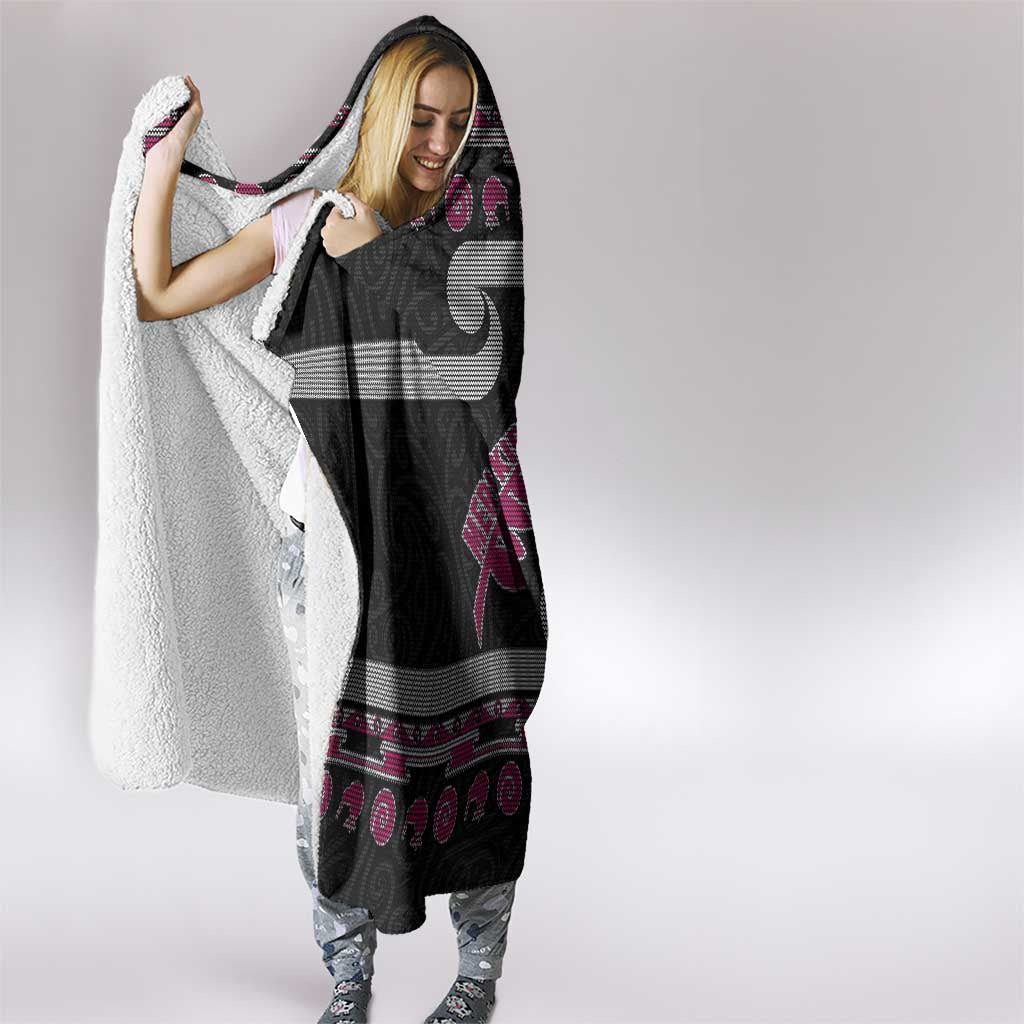 New Zealand Christmas Hooded Blanket Meri Kirihimete Silver Fern Knit Style Pink Color LT03 - Polynesian Pride